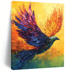 “Colorful Flying Bird” - Avian, Vibrant - Hued Painting On Canvas PT1656