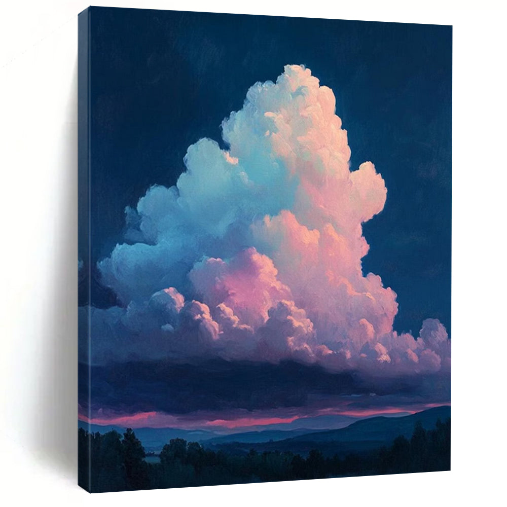 “Pink - Purple Night Clouds” - Impressionistic Sky Painting On Canvas DS009