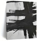 “Bold Black - White Abstract Brushstrokes” - Expressionistic Abstract Painting On Canvas PS0266