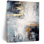 “Elegant Gold - Accented Monochrome Abstract” - Minimalist Abstract Painting On Canvas PS0237