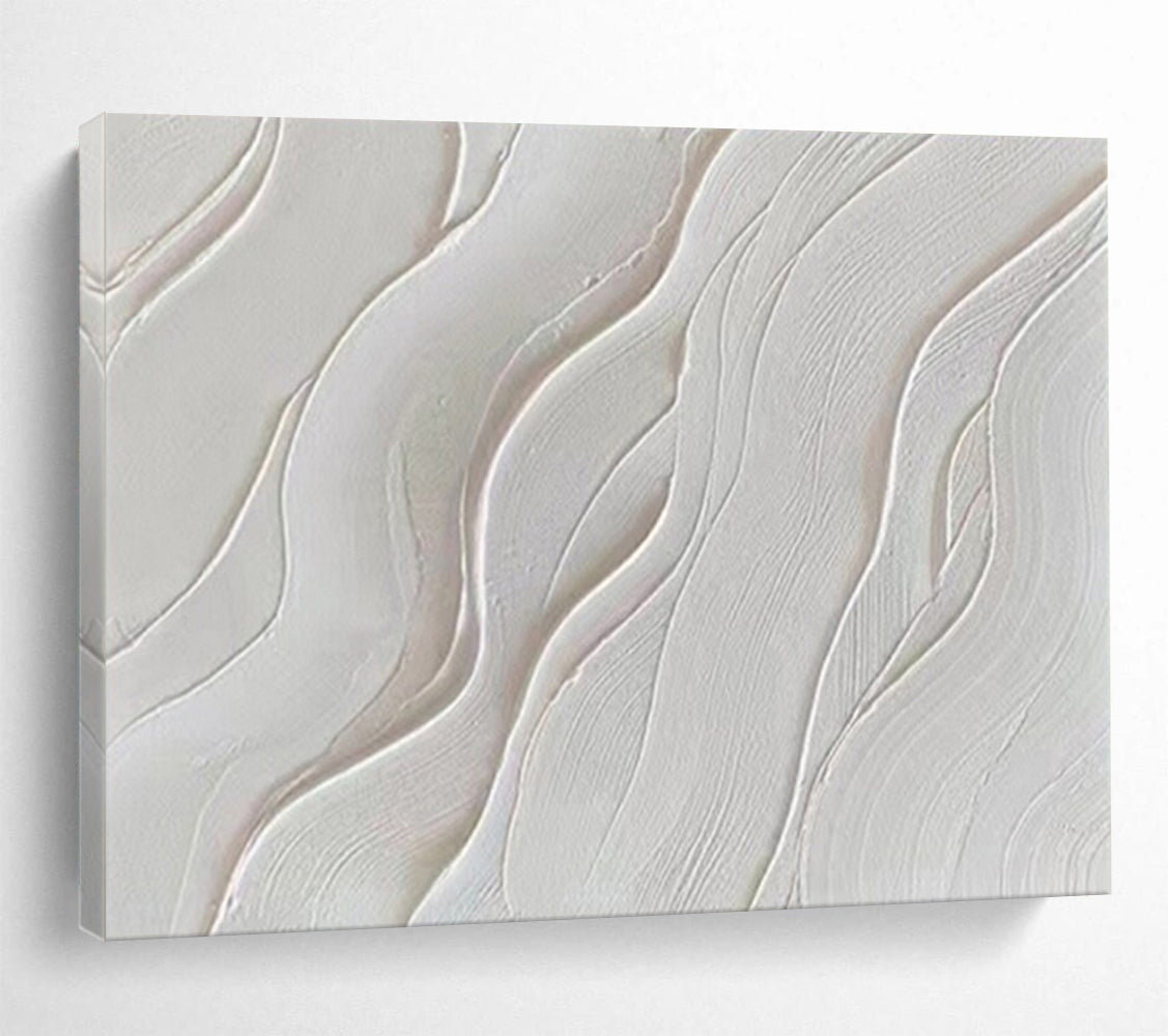 “White Wavy Textures” - Abstract Minimalist - Painting On Canvas PT1733