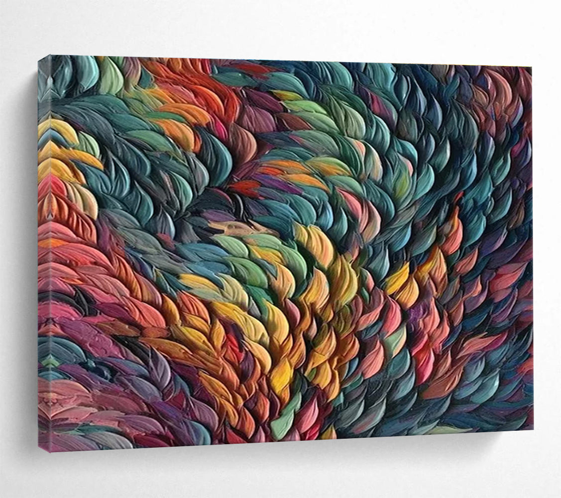 “Colorful Textured Waves” - Impasto Oil Painting On Canvas DKS857