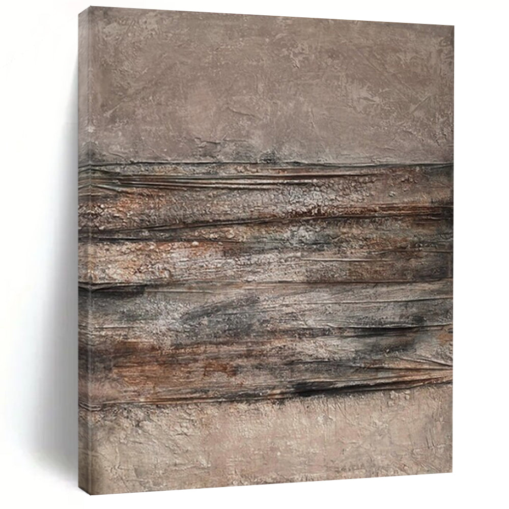 Brown and Gray Textured, "Rustic Strata" – Textured Abstract Painting On Canvas PS0968
