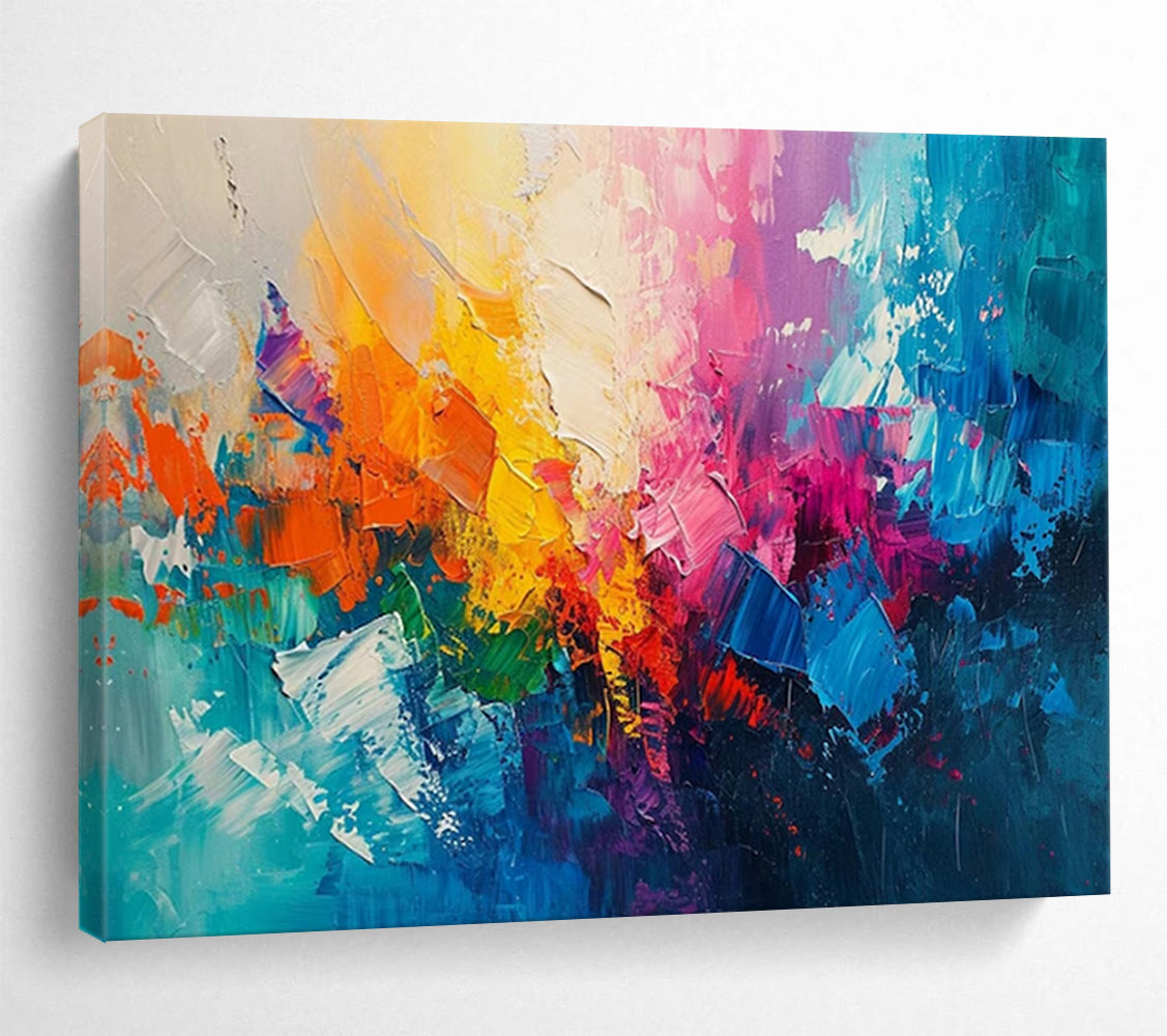 “Colorful Abstract Strokes” - Bold Color “Rainbow Burst” Painting On Canvas PT1643