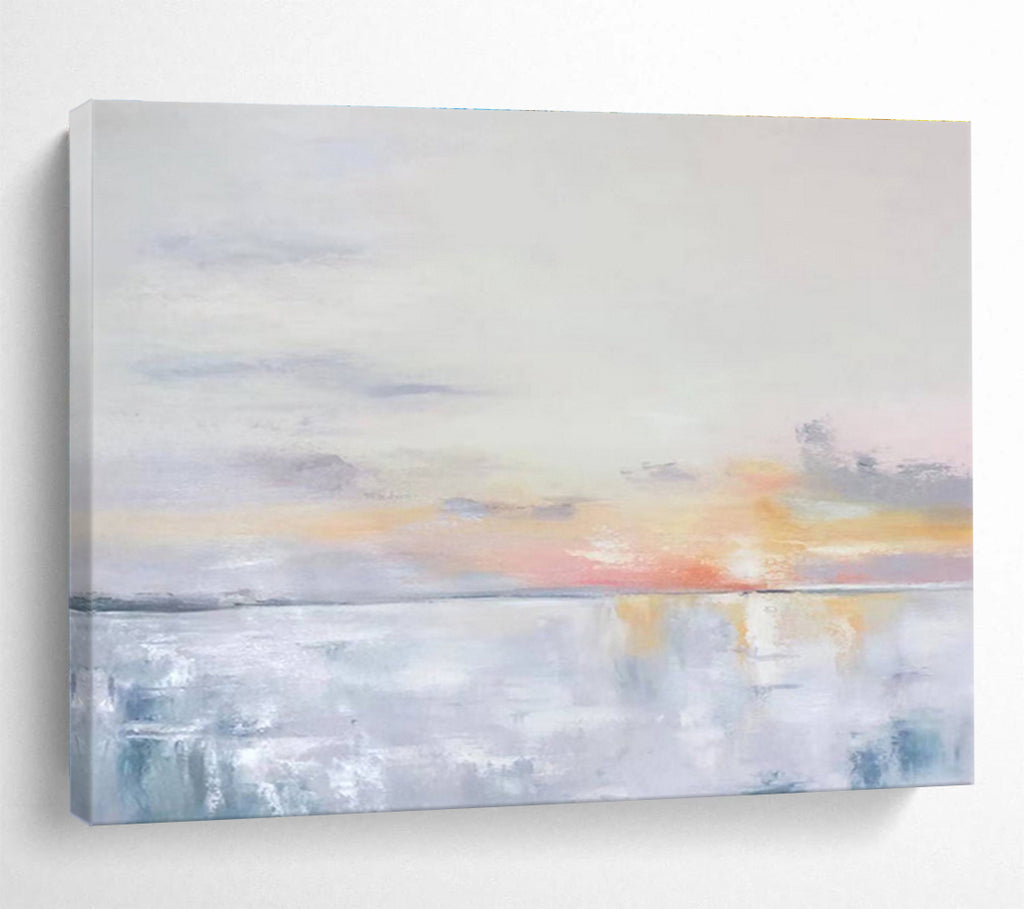 “Soft Sunset Horizons” - Minimalist Landscape Painting On Canvas DKS420