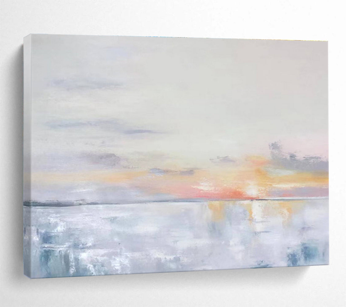 “Soft Sunset Horizons” - Minimalist Landscape Painting On Canvas DKS420