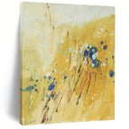 “Golden Field with Blues” - Yellow, Blue Abstract Impressionist Painting On Canvas PS0707