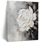 Textured White Rose, Abstract Floral, Van Gogh - Textured Style, Painting On Canvas PT2104