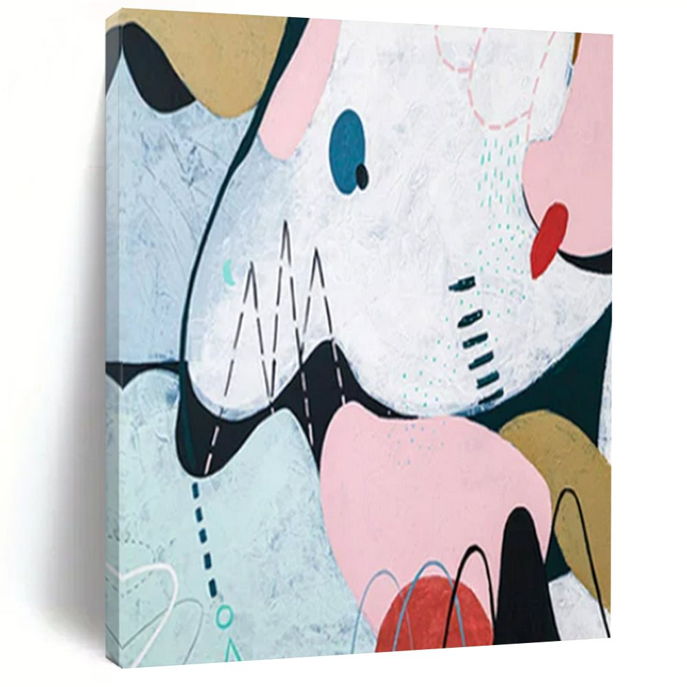 “Warm and Bold Color Block” - Abstract Figure Painting On Canvas PT2384