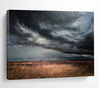“Stormy Field Drama” - Gray, Black & Brown Landscape, Realist Oil Painting On Canvas DKS779