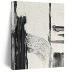 “Textured Black and White Abstract Forms” - Subtle Abstract Painting On Canvas DS386