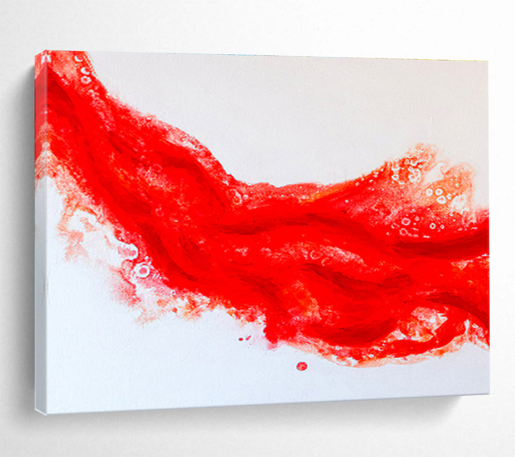 “Vibrant Red Abstract Flow” - Abstract Painting On Canvas DKS568