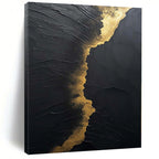 “Black - Gold Textured Abstract” - Luxe Abstract Painting On Canvas PS0167