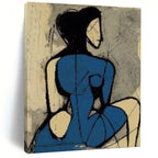 “Abstract Blue - Figure Cubist Style” - Cubist - Inspired Figure Painting On Canvas PT1417