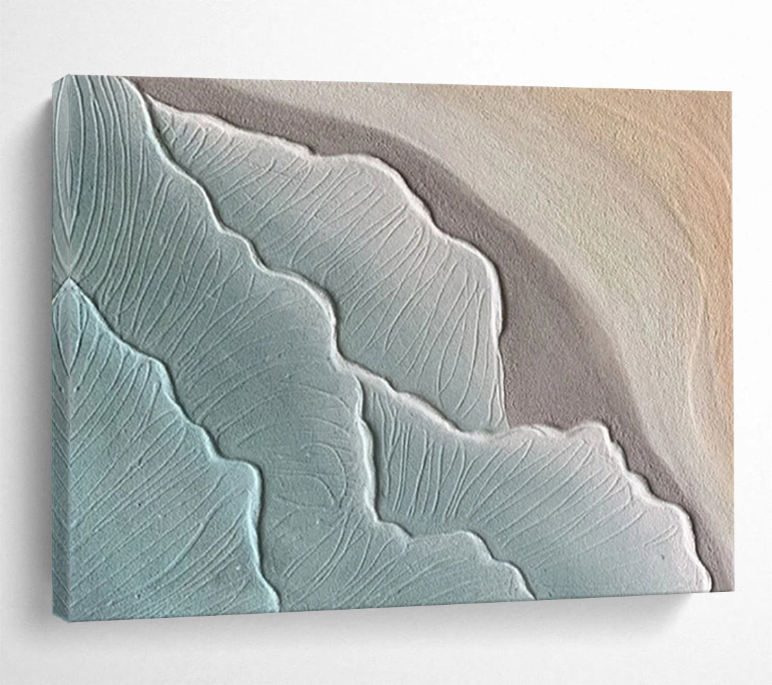 “Textured Blue - Gray Waves” - Relief - like Painting On Canvas PT1525