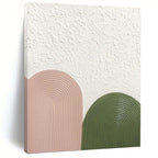 “Pink - Green Arch Textures” - Minimalist Abstract Painting On Canvas PT1175