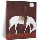 “Rider on White Horse in Red” - Minimalist - Inspired Figurative Painting On Canvas PT1425
