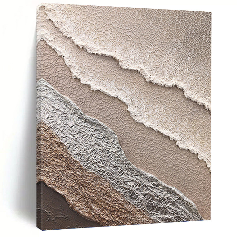 “Beige and Silver Textured Abstract” - Vintage Lace - inspired Painting On Canvas PT0988
