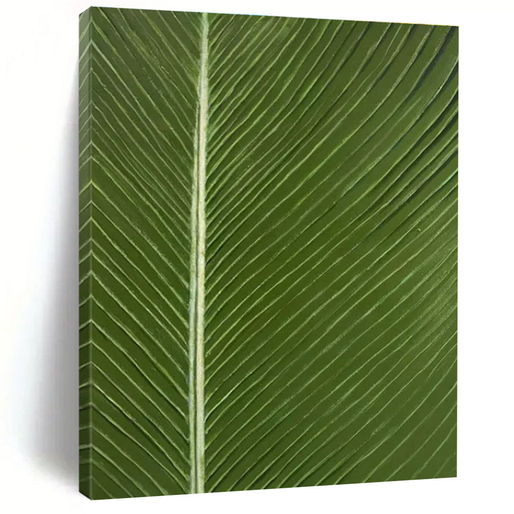 Green with Leaf Veins "Nature’s Blueprint" Abstract Painting On Canvas PS1429