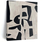 “Black - White Organic Geometric” - Artistic Abstract Painting On Canvas PS0132