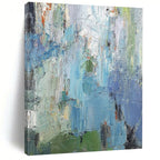“Blue and Green Abstract” - Impressionist Abstract Painting On Canvas PT2262