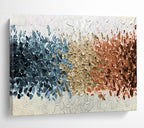 “Blue - Gray - Brown Textured Stripes” - Abstract Color Block, Palette Knife Oil Painting On Canvas DKS691