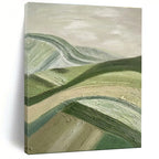 Green, Beige with Textured Hills "Rolling Serenity" Abstract Painting On Canvas PS1455