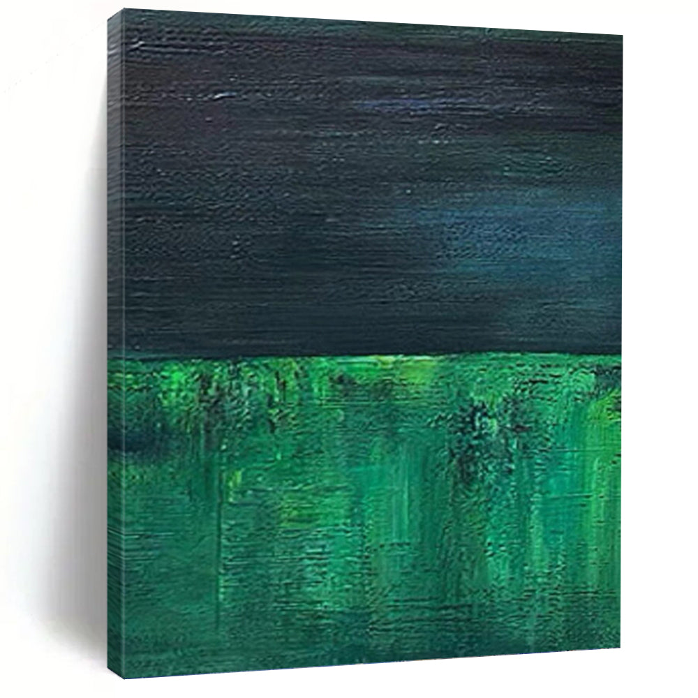 “Green - Black Abstract Layers” - Minimalist Abstract Painting On Canvas PT1201