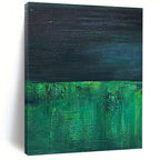 “Green - Black Abstract Layers” - Minimalist Abstract Painting On Canvas PT1201