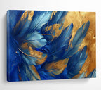 “Blue Feathers & Gold Highlights” - Abstract Nature - Painting On Canvas PT1708