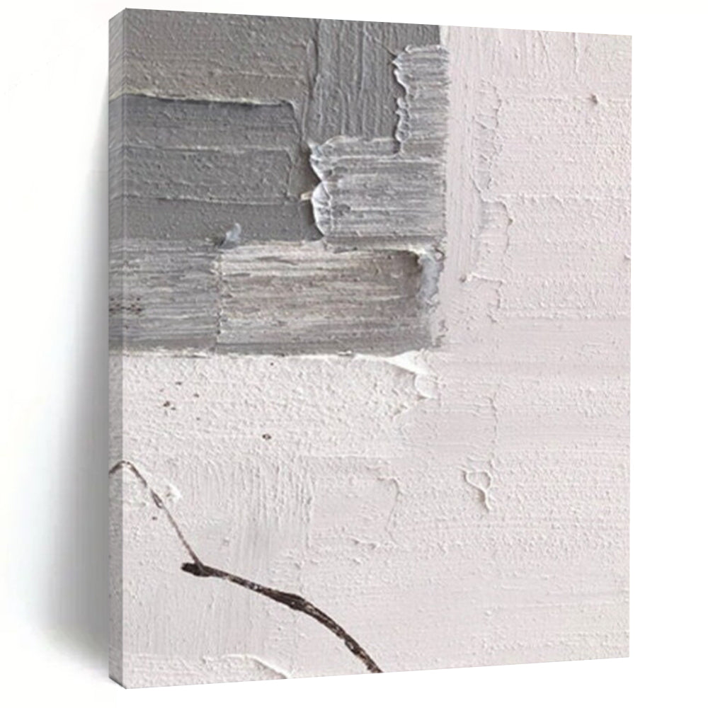 “Grey and White Textured Patch” - Minimalist Abstract Painting On Canvas DS361