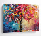 “Colorful Cubist Tree” - Cubist Oil Painting On Canvas DKS858