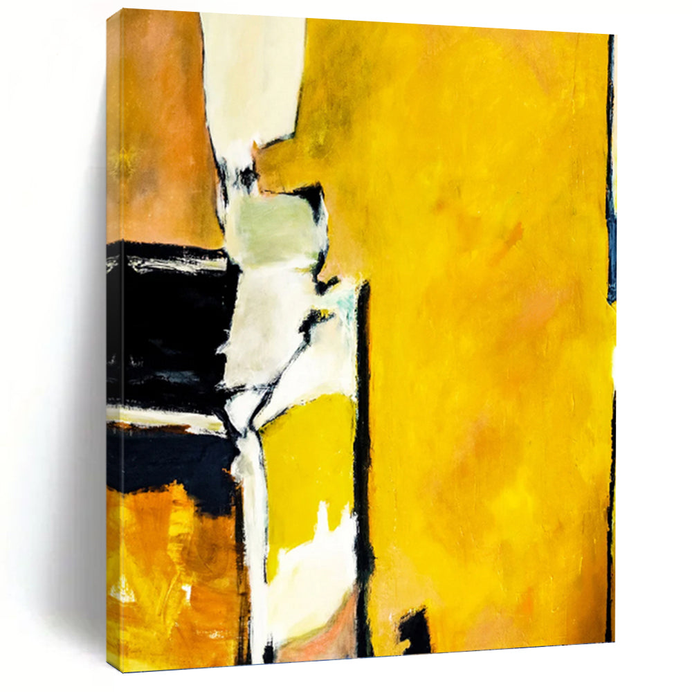 “Yellow - Black Abstract Forms” - Bold Abstract Painting On Canvas PT1101
