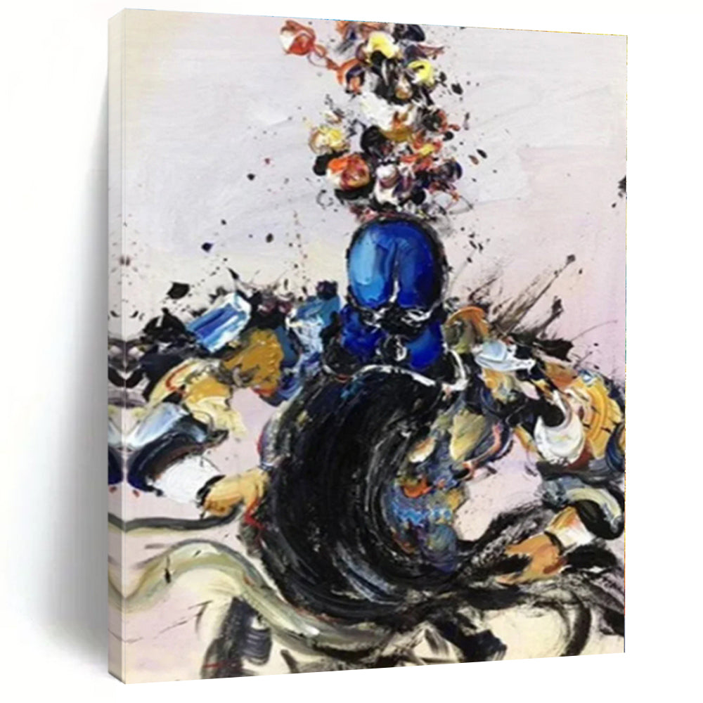 “Colorful Dynamic Figure” - Multicolor Abstract Figure Painting On Canvas PS0544