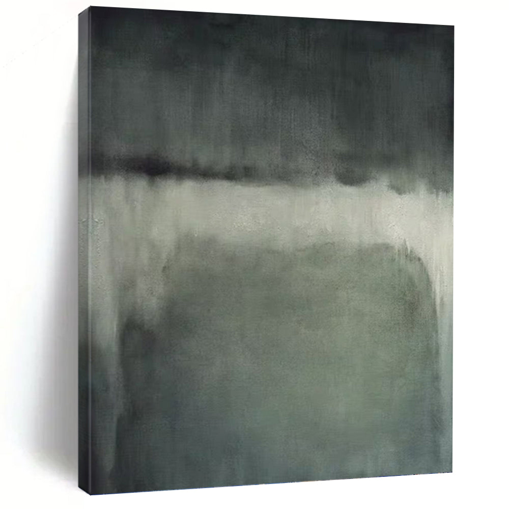 “Grey - Green Abstract Wash” - Minimalist Abstract Painting On Canvas PT1193