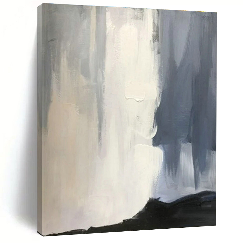 “Misty Grayscale Flow” - Gray, White, Black Abstract Gradient Painting On Canvas PS0614