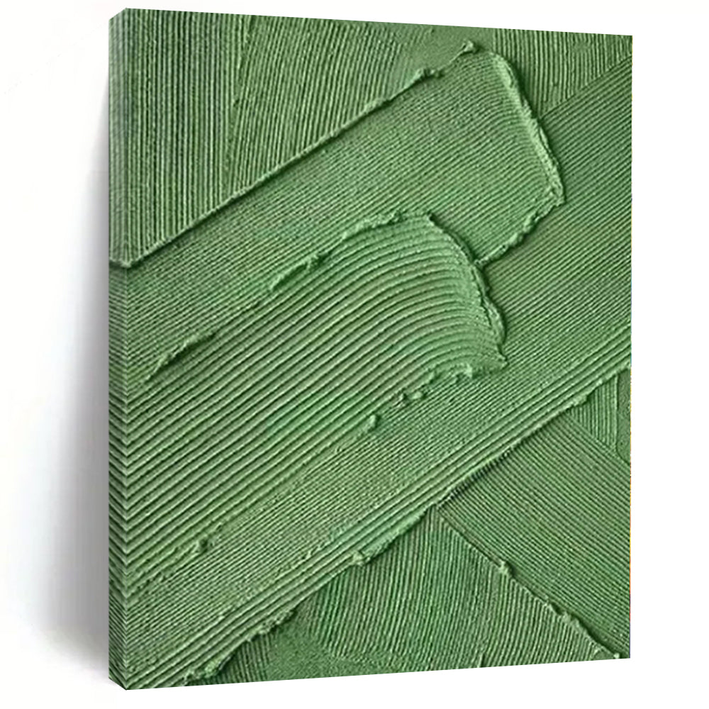 “Green Layered Textures” - Tactile Abstract Art On Canvas PS0198