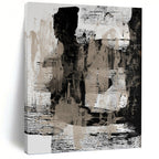 “Monochrome Textures II: Black, White, and Beige Abstract” - Dynamic Minimalist Art On Canvas PT0967