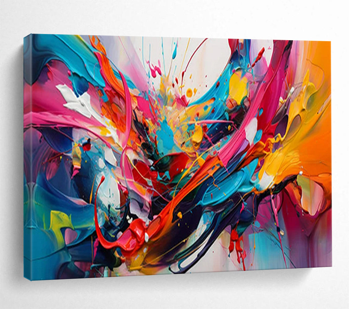 “Explosive Color Splashes in Abstract Motion” Abstract Expressionist Painting On Canvas PT1812