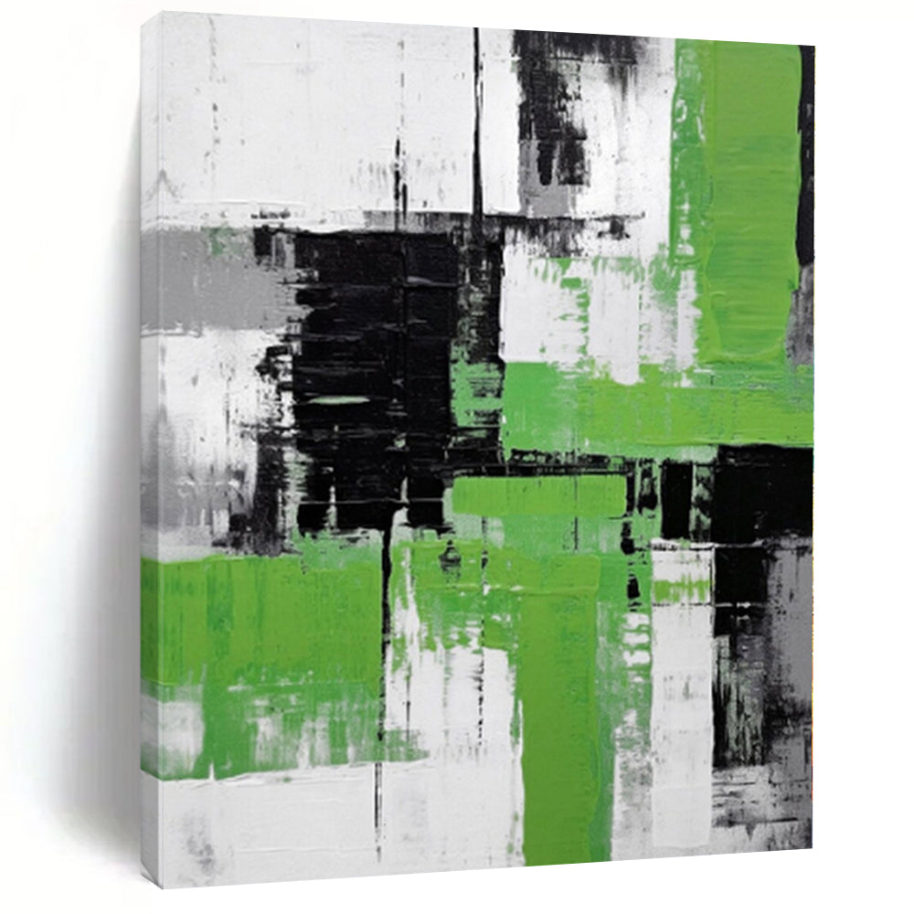 “Green and Gray Abstract” - Bold Abstract Painting On Canvas PS0181