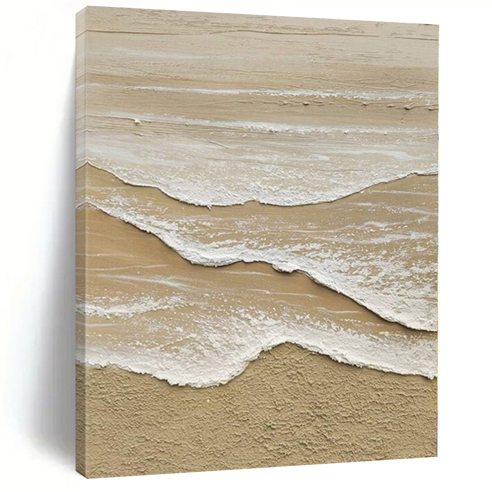 Textured Beach Waves "Sandy Serenity" Impasto Painting On Canvas PS1088