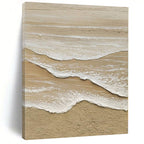 Textured Beach Waves "Sandy Serenity" Impasto Painting On Canvas PS1088