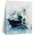 “Black - Blue Swirls” - Expressionist Abstract Painting On Canvas PT2305