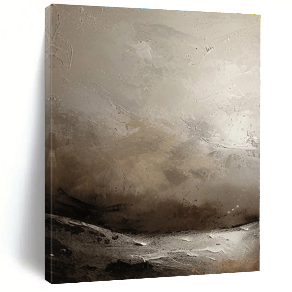 “Gray Textured Landscape” - Gray Abstract Textured Landscape Painting On Canvas PS0550