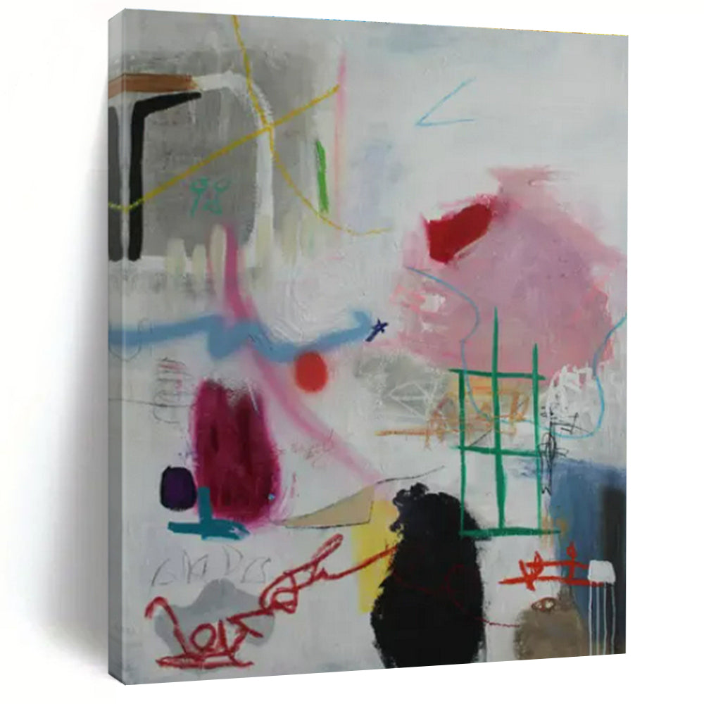 Colorful, Chaotic Strokes "Urban Sketchbook" Abstract Painting On Canvas PS1406
