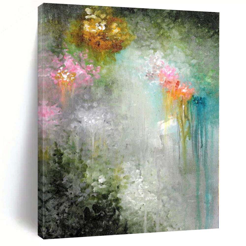 “Colorful Floral Drip Abstract” - Expressive Abstract Painting On Canvas PS0073