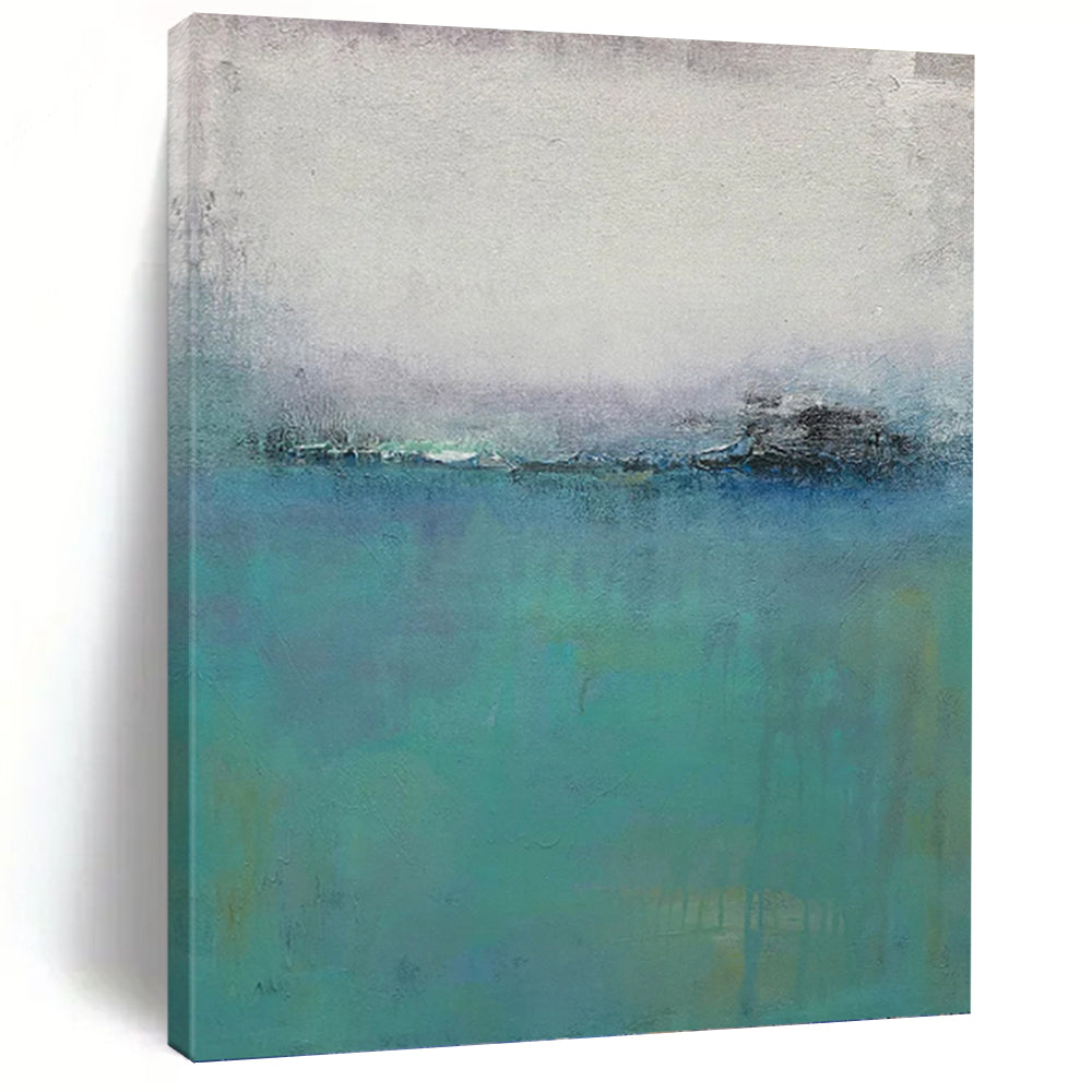 “Blue - Grey Abstract Horizon” - Impressionist Abstract Painting On Canvas PT1220