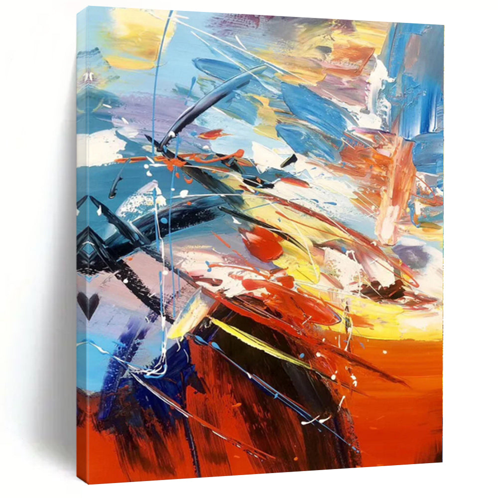 “Vibrant Color - Splash Abstract Composition” - Dynamic Abstract Painting On Canvas PS0317