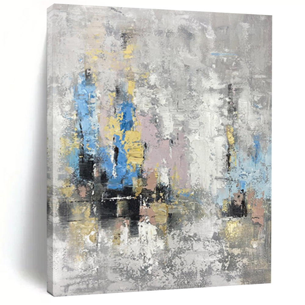 “Gray - Toned Abstract Cityscape” - Urban Forms in Muted Hues Painting On Canvas DS248