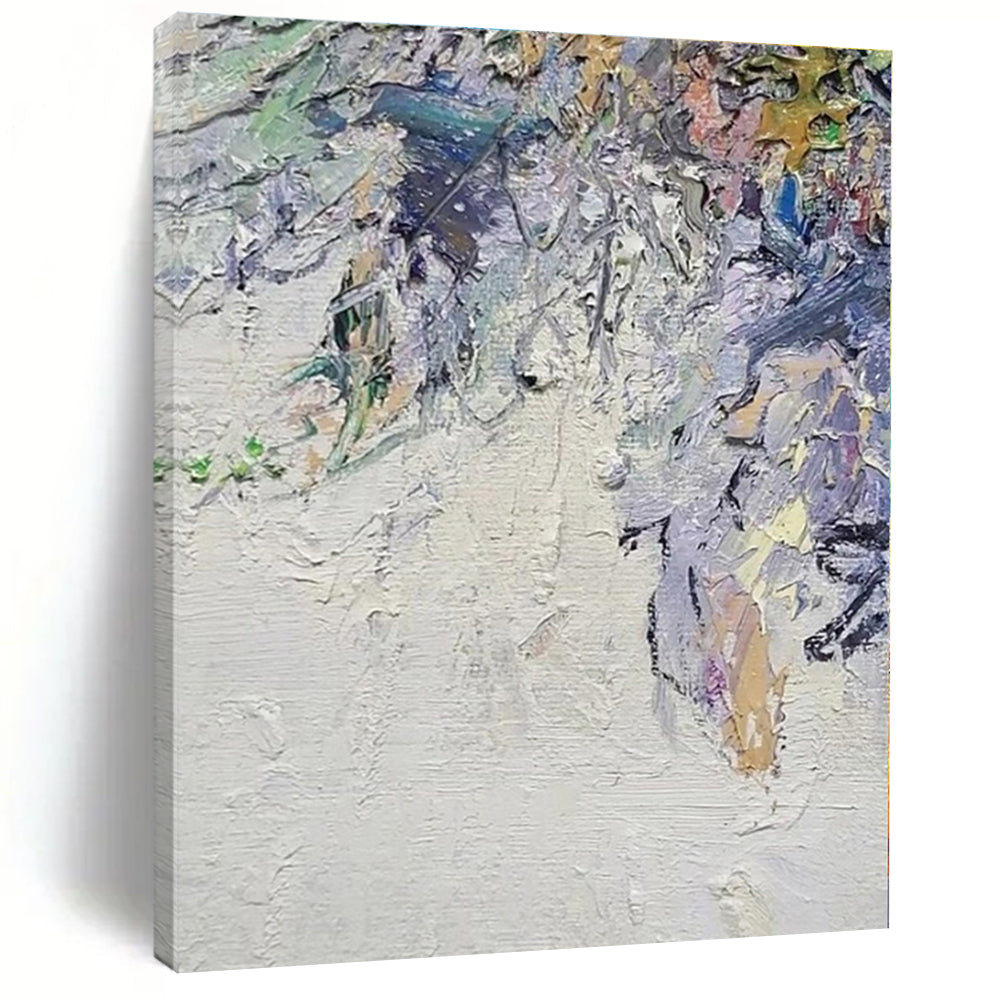 White, Colorful with Thick Textures "Colorful Chaos" Abstract Painting On Canvas PS1349